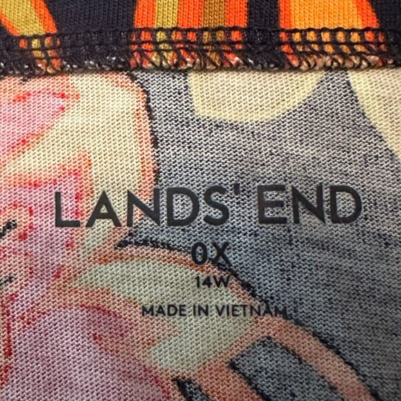 Lands' End NWOT V-Neck Sleeveless Floral 100%Cotton Shift Dress Large 14 W 14W - Picture 3 of 8